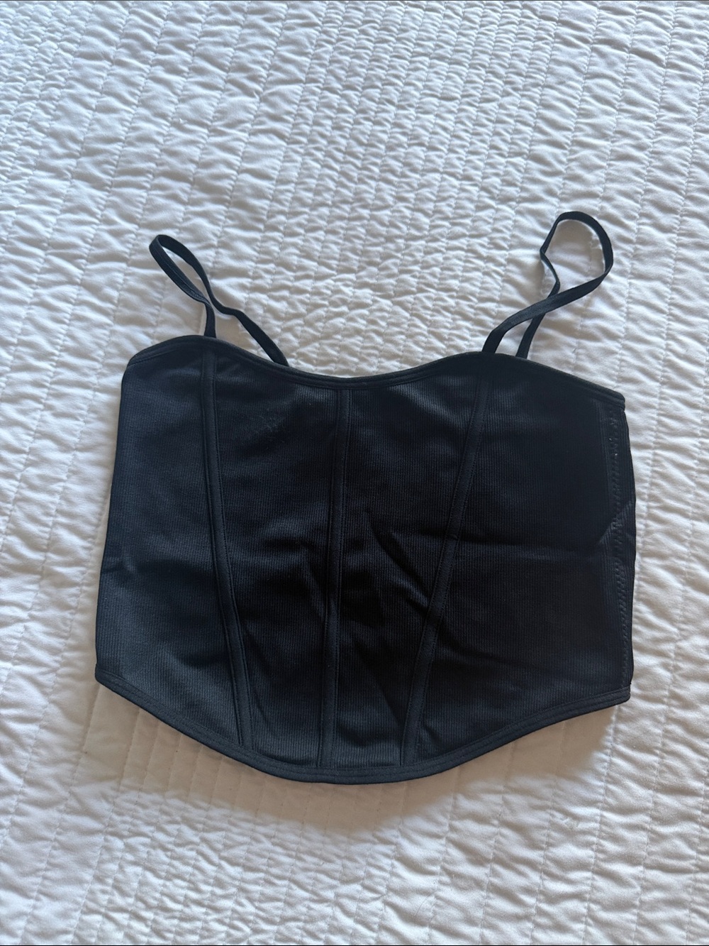 Garge Black Corset Crop Top - Slim Fit Women's Top